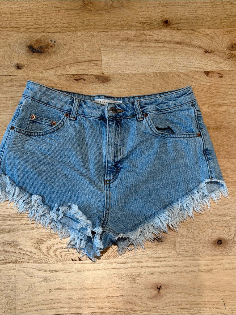 Topshop Light Blue Frayed Hem Denim Shorts - Women